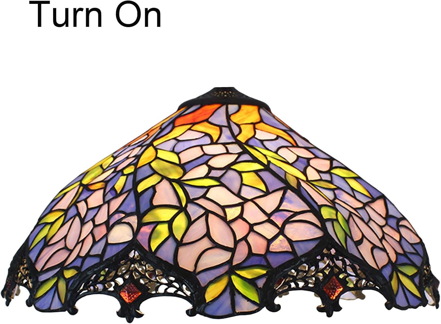 Tiffany Wisteria Lamp Shade 16 Inch Wide Accessories Replacement Only Pink Blue Stained Glass Lampshades Vintage Handmade Light Cover for Table Lamp Pendant Light Floor Lamp Ceiling Fixture