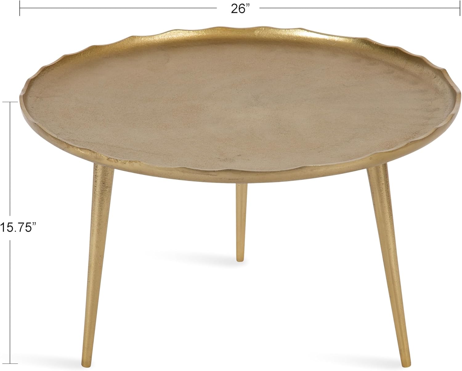 Kate and Laurel Alessia Modern Coffee Table, 26 x 26 x 15, Gold, Metal Coffee Table with Antique Detailing for Storage and Display