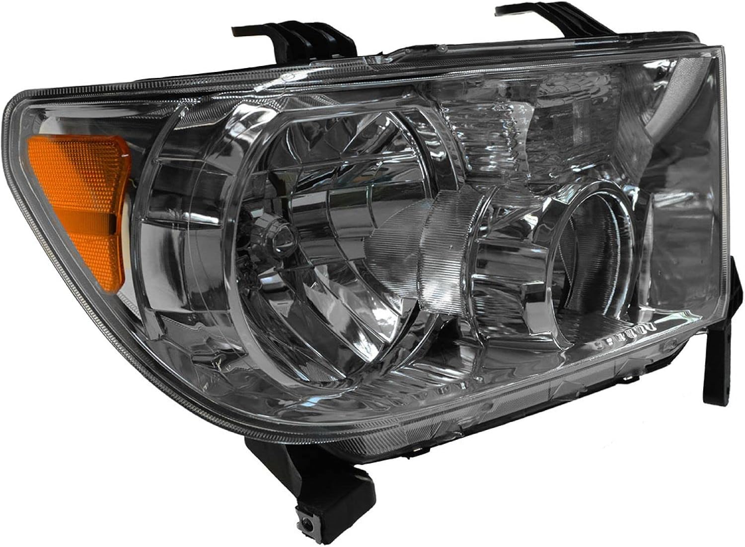 TRQ Driver and Passenger Side Headlight Assembly Set Chrome Housing Compatible with 2007-09 Toyota Tundra 2010-13 Toyota Tundra without Automatic Leveling Headlights 2008-17 Sequoia
