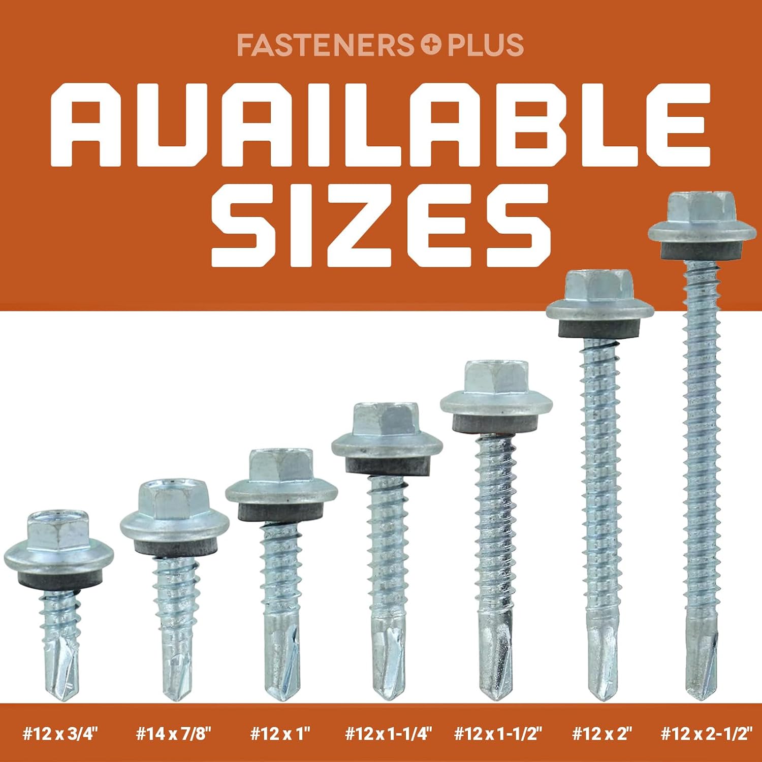 Fasteners Plus ST Fastening Maxx SteelBinder Metal to Metal #12 x 2-1/2' Bright White Screws with EPDM Rubber Washer, 250-Count - Designed for Roofing and Siding Panels