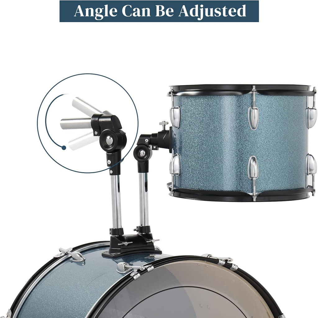 5-Piece Full Size Complete Adult Drum Set,22 Inch Drum Set,with Cymbal Stands, Hi-hat Stand, Sticks, Drum Pedal, Stool & Floor Tom for Beginner Teens Student