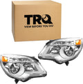 TRQ 2 Piece Headlight Assembly Set Chrome Bezel Driver & Passenger Side Compatible with Chevrolet Equinox LS LT 2010-2015 Equinox L 2015 GM2502338 GM2503338 23308253 23308254
