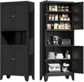 COFaR 69' Tall Modern Kitchen Pantry,Metal Storage Cabinet with Adjustable Shelves,Pantry Cabinet with 6-Tier,Freestanding Cupboard for Kitchen,Dining Room,Living Room,Bathroom,Black