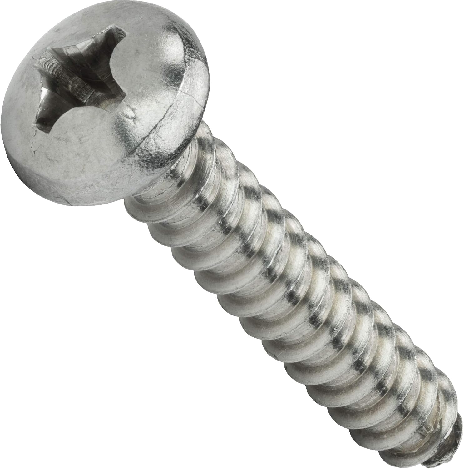 #10 x 2 Pan Head Sheet Metal Screws, Stainless Steel 18-8, Full Thread, Bright Finish, Self-Tapping, Quantity 1000 By Fastenere