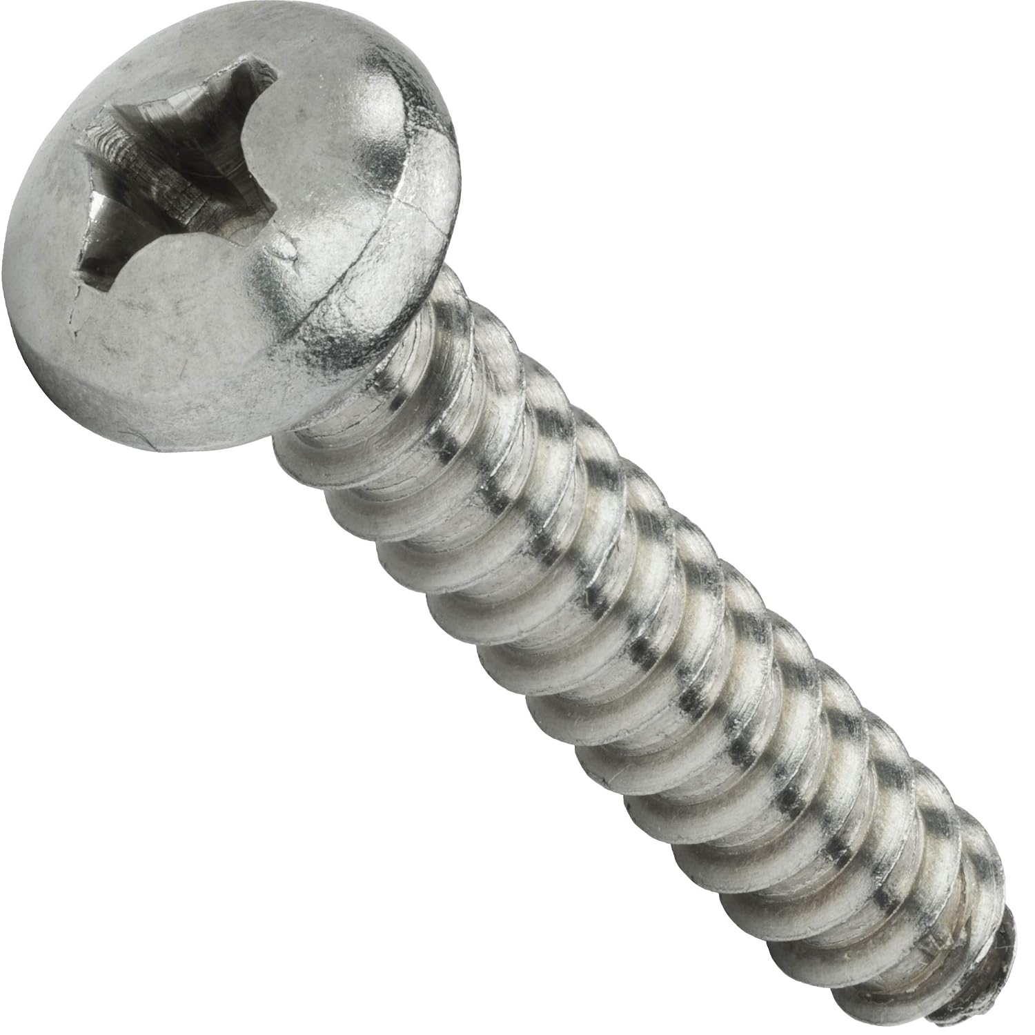 #14 x 4 Pan Head Sheet Metal Screws, Stainless Steel 18-8, Full Thread, Bright Finish, Self-Tapping, Quantity 500 By Fastenere