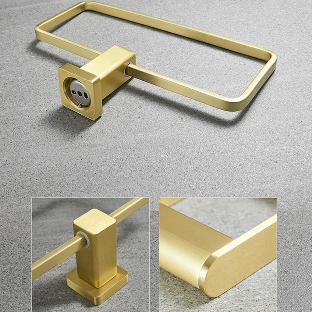 Bathroom Bath Towel Holder, Hand Towel Ring, Nordic Style Brushed Gold Towel Ring, Towel Rack, Towel Hanging, Wall Mounted Square Towel Bar