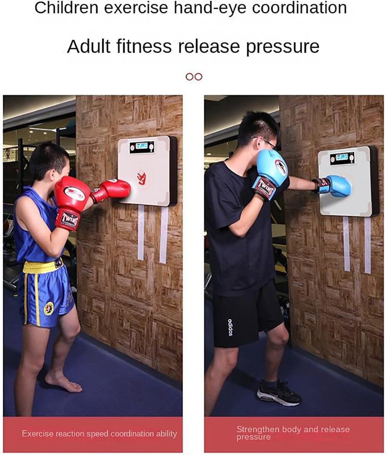 Home Kids Teenagers Wall Boxing Machine Martial Arts Punching Bag Training Equipment Boxing Pad Stand with Smart Chip Responds Lights Raining Music Boxing Gloves