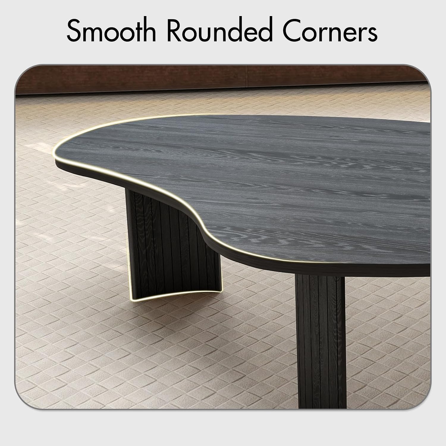 Hyfirm 2-Piece Irregular Mango Nesting Coffee Table Set, Black Solid Wood Coffee Tables with Fluted Legs, Modern Minimalist Accent Tables for Living Room, Bedroom & Small Apartments