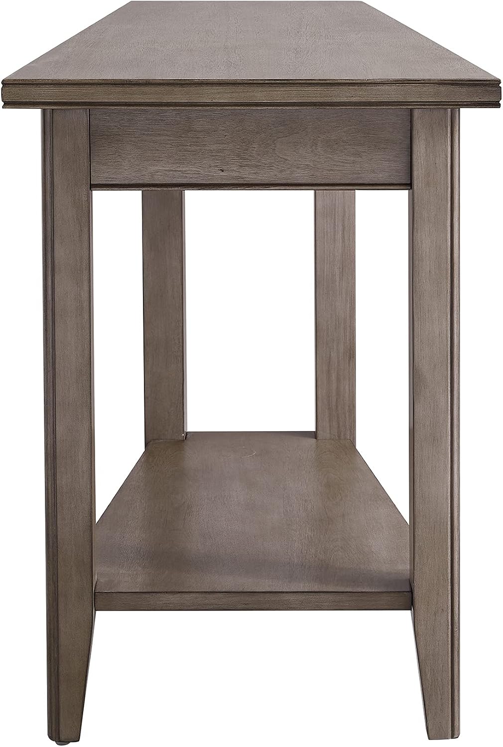 Leick Home Laurent End Table, Solid Wood, Wedge Shape, with Shelf, for Living Room and Small Spaces, Gray, 10502-GR