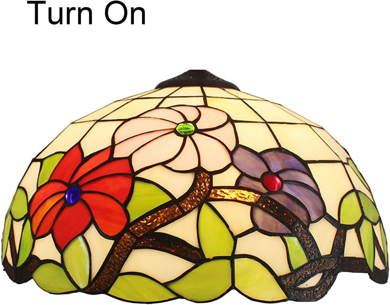 Tiffany Lamp Shade 16' Wide Accessories Replacement Only Red Pink Blue Flower Stained Glass Lampshades Vintage Morning Glory Light Cover for Table Lamp Pendant Light Floor Lamp Ceiling