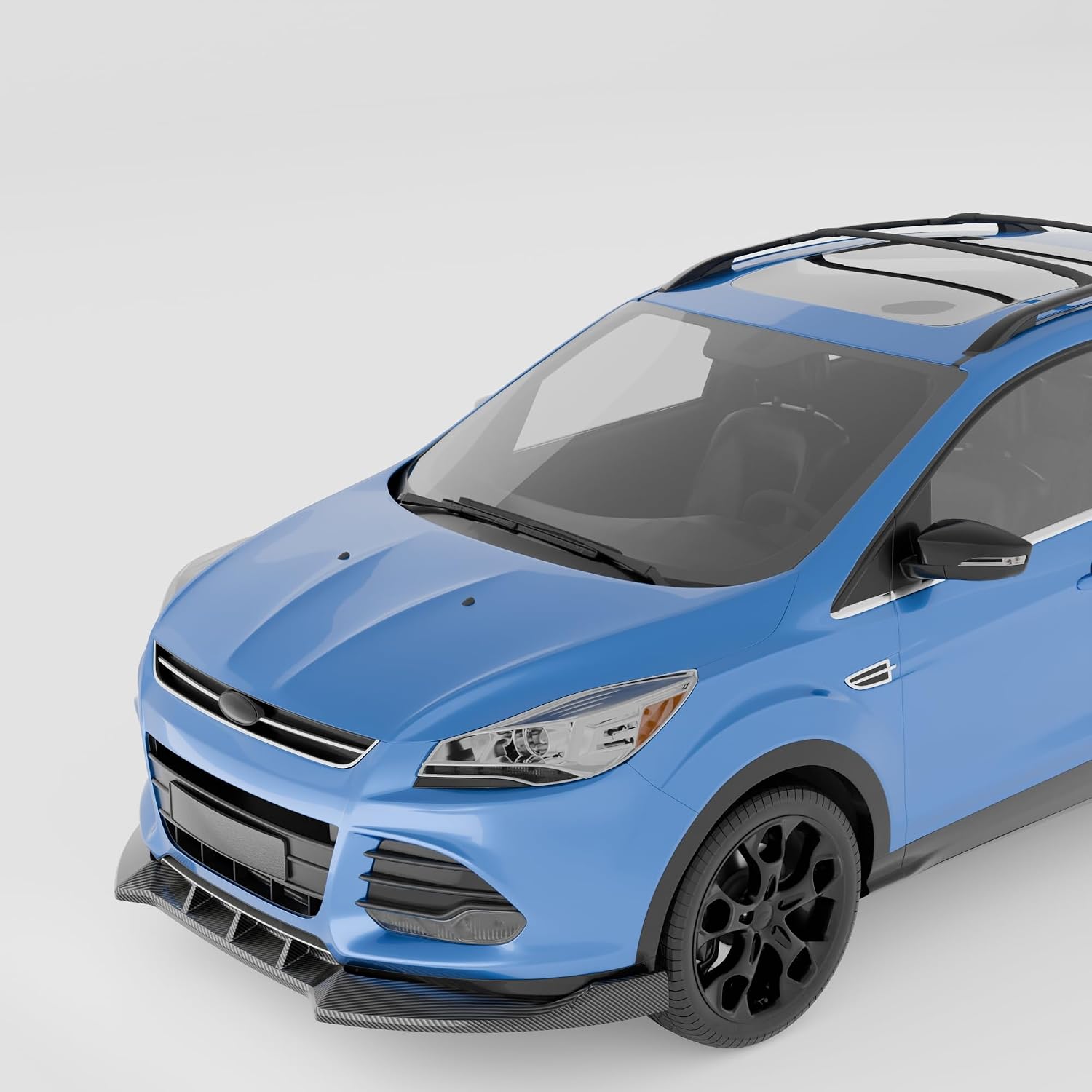 Carbon Fiber Look Front Bumper Lip Splitter Compatible with Ford Escape 2013-2016 Accessories Under Chin Spoiler Body Kit Add On ABS Materia (Carbon Fiber Look)