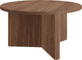 Henn&Hart 32' Round Wood Pedestal Coffee Table for Living Room, Family Room, Office, or Apartment, Medium Walnut