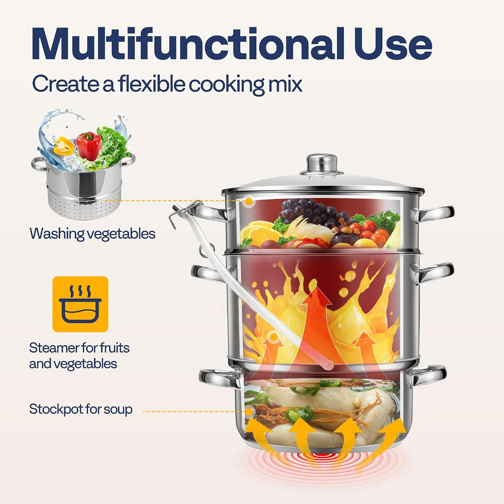 VIVOHOME Stainless Steel Juice Steamer Extractor Fruit Vegetables Juicer Steamer Pot 5 Qt & 8.5 Qt