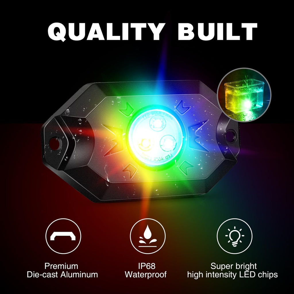 Nilight 2PCS 3FT RGB LED Whip Light with Spring Base and 8 PCS Rock Lights Combo, Remote App Control w/DIY Chasing Patterns Turn Signal Brake Reverse Antenna Lighted Whips for ATV UTV Polaris RZR Jeep