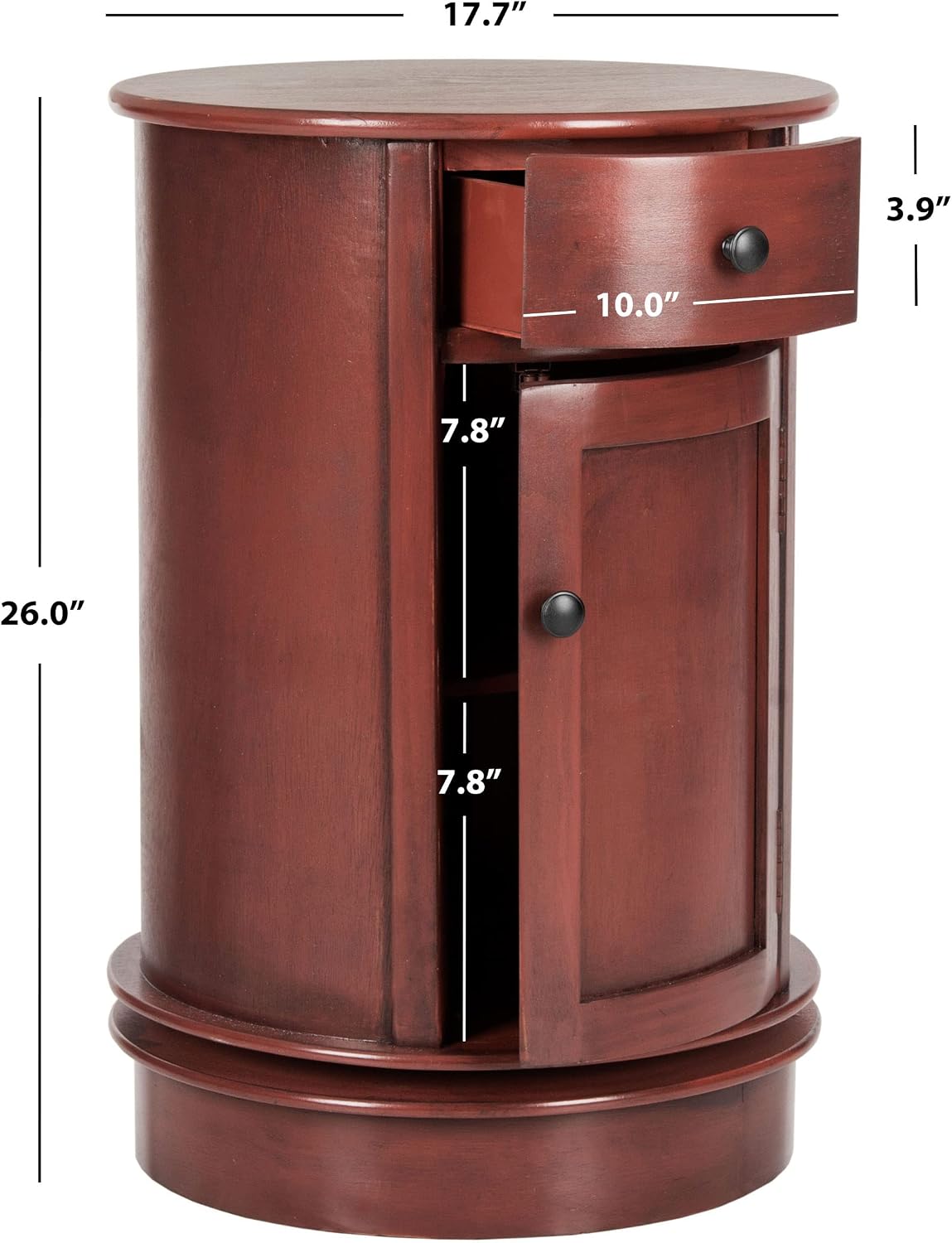 SAFAVIEH Furniture - Tabitha 1-Drawer Accent Table - Red - Solid Wood - Farmhouse Storage Design - Ideal for Living Room, Entryway, Home Office, 17.7'W x 17.7'D x 26'H - Fully Assembled (AMH5712E)