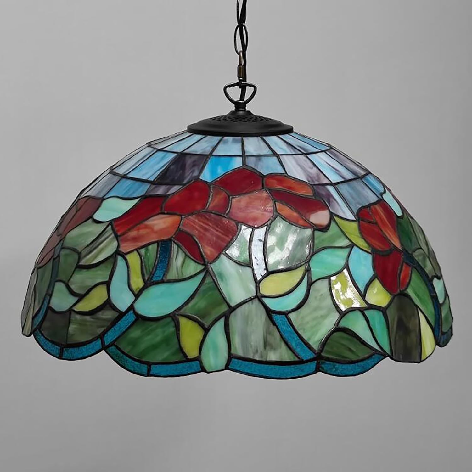 Green Leaves Lamp Shade Replacement, Red Blue Stained Glass Shade, Tiffany Style 20 Inch Lamp Shade for Table Lamps Ceiling Lamps Floor Lamp Dining Table