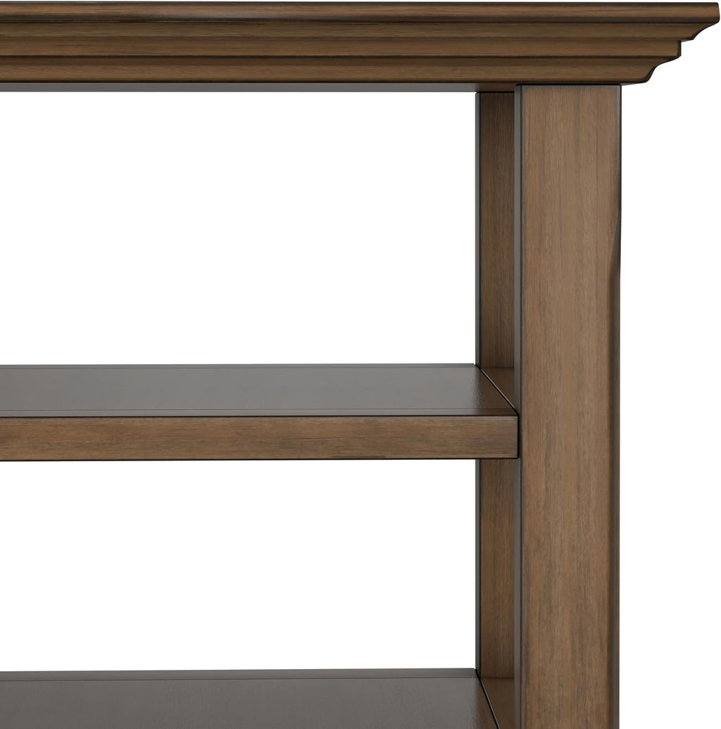 SIMPLIHOME Acadian End Table - 19 inch Wide Solid Wood Square Side Table with 2 Open Shelves in Rustic Natural Aged Brown, Nightstand or Shelving Unit for Living Room or Bedroom with Storage