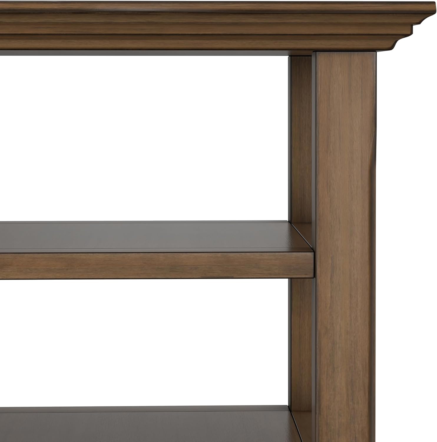 SIMPLIHOME Acadian End Table - 19 inch Wide Solid Wood Square Side Table with 2 Open Shelves in Rustic Natural Aged Brown, Nightstand or Shelving Unit for Living Room or Bedroom with Storage
