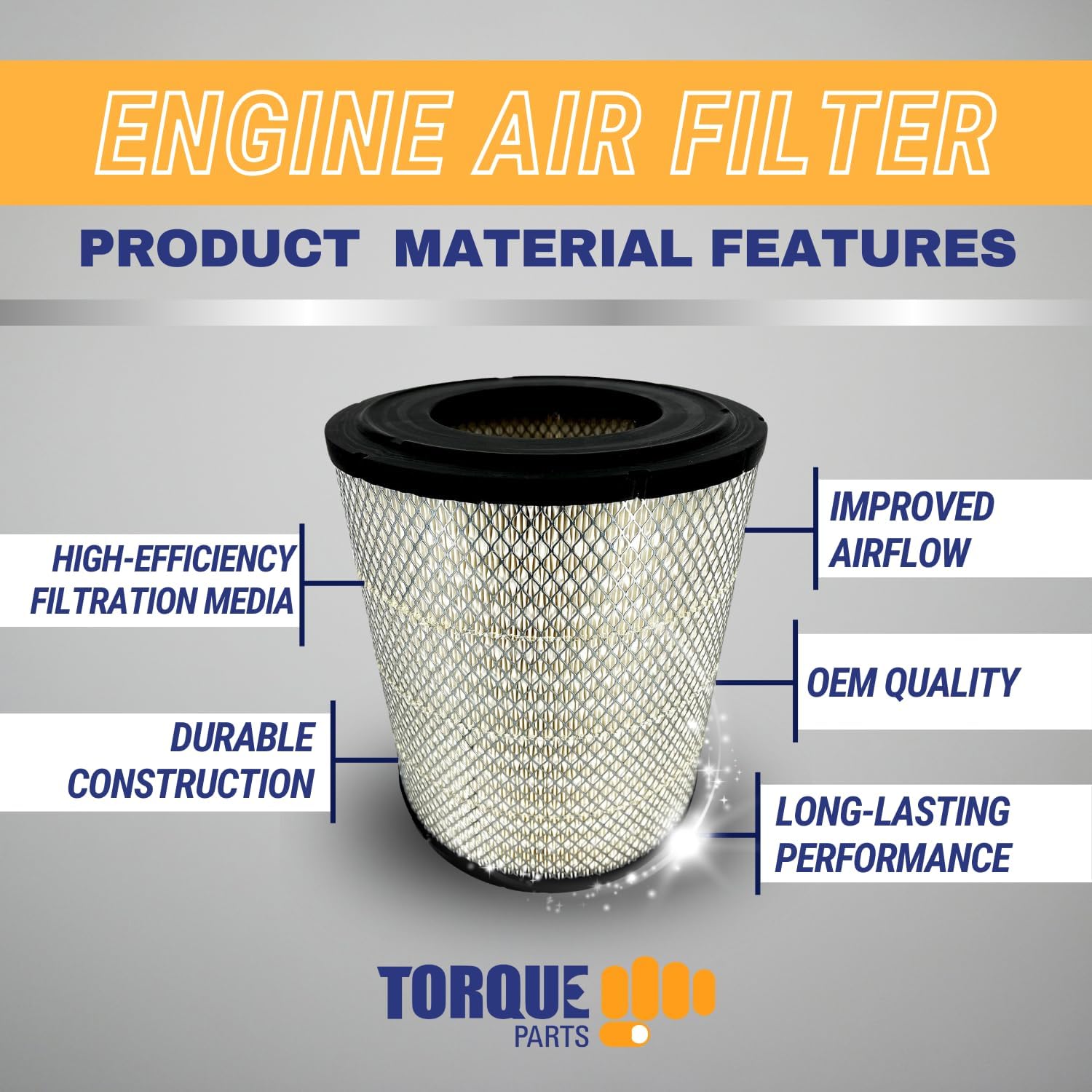 TORQUE Engine Air Filter Compatible with Select Freightliner Columbia Coronado Argosy Condor Century Class Semi Trucks Accessories Parts Replaces RS3518 LAF1849 AF25139M 46556 TR501 4 PCS