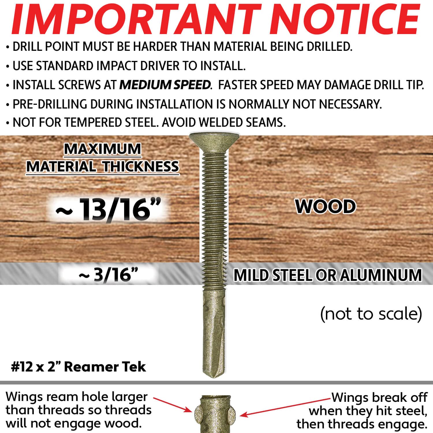 Jake Sales #12x2 Reamer Tek Torx/Star Head Self-Drilling Wood to Metal Screws - for Flatbeds, Trailers or Fastening Wood to Steel -T-30 Torx Screw Head (Full Box 2000 Screw Count)