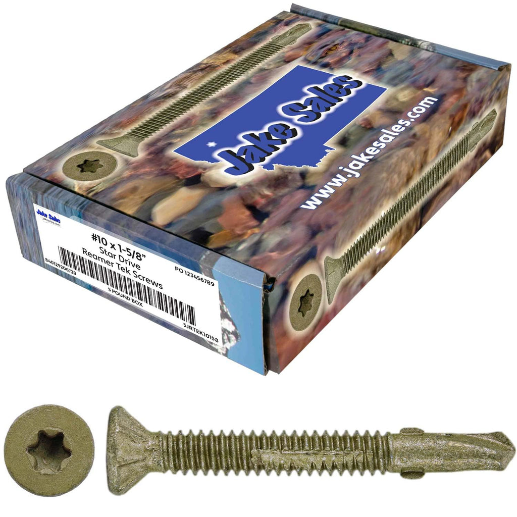10x1-5/8 Reamer Tek Torx/Star Head Self-Drilling Wood to Metal Screws - for Flatbeds, Trailers - T-30 Torx Screw Head 5 Pound CASE 5,085 Screws