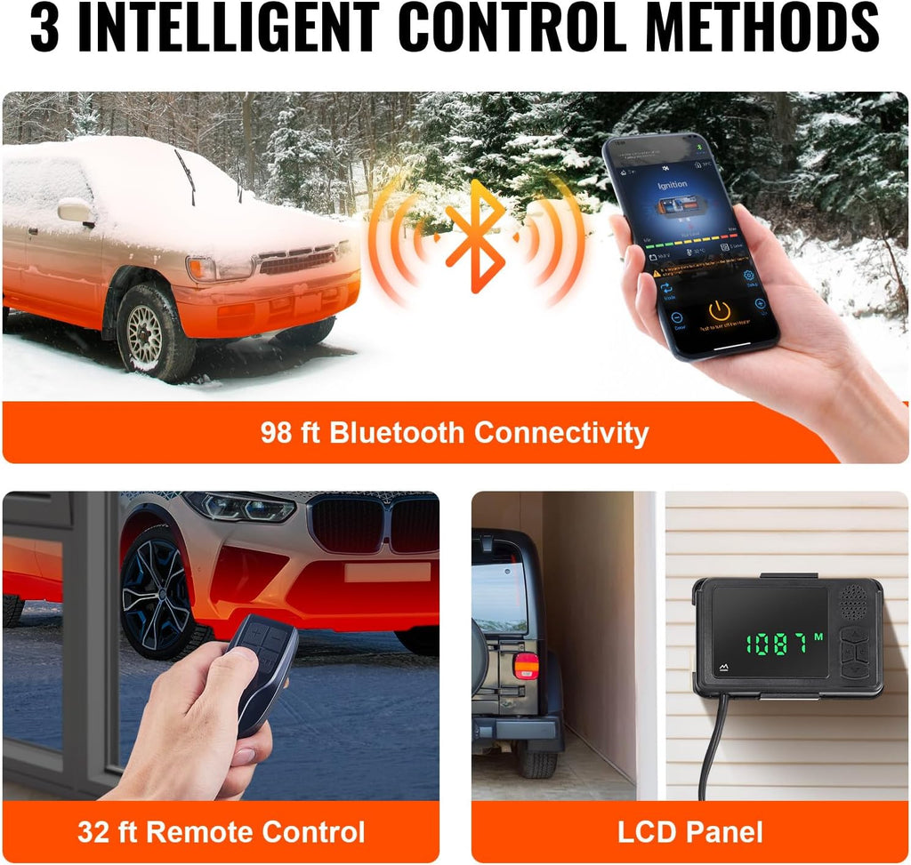 VEVOR Bluetooth App Control Diesel Air Heater, 12V 2KW Diesel Heater with Automatic Altitude Adjustment, Remote Control and LCD, Diesel Parking Heater for RV Trailer Camper Van Boat and Indoors
