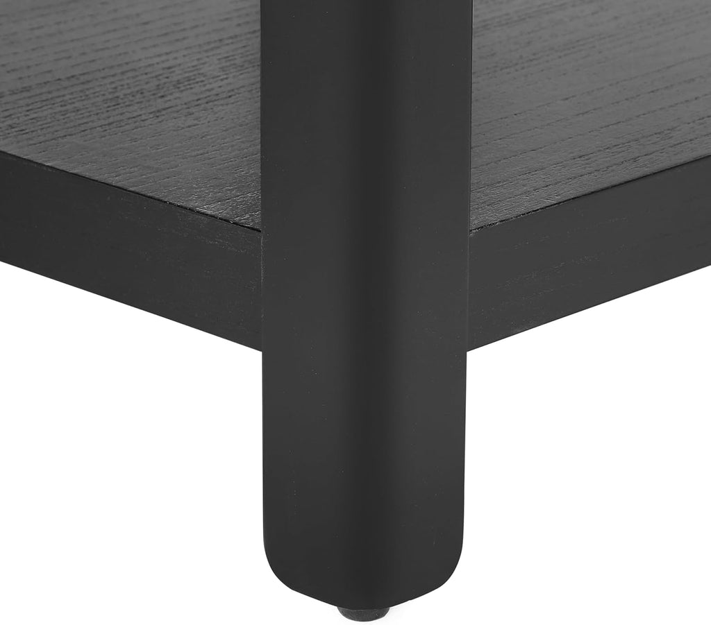Christopher Knight Home Fenden Modern Farmhouse Coffee Table, 34.65' Square Wood Side Table with Soft Rounded Profile, 2-Tier Storage Design, Minimalist Table, Space Saving for Living Room, Black