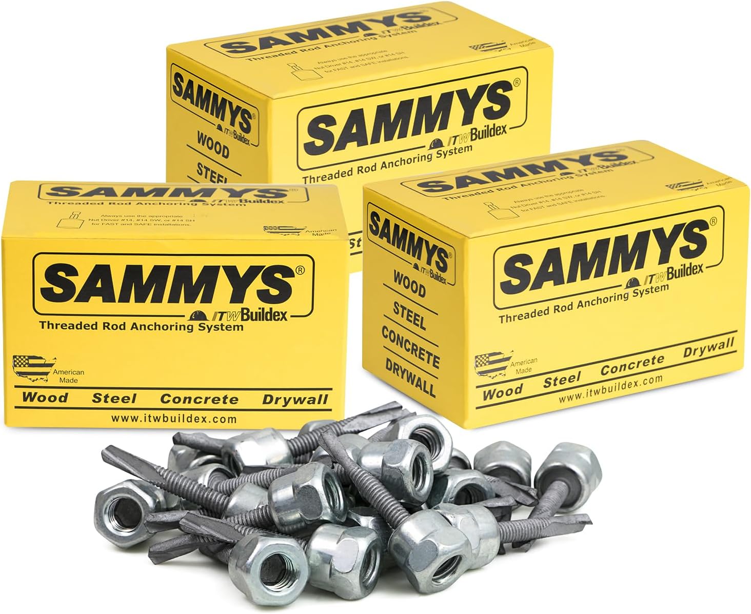 Everflow Sammys 8042957-75 DST 20 3/8 Inch Screw Vertical Threaded Rod Anchor Designed for Steel Structure, Steel with Electro-Zinc, Corrosion Resistance, 1/4-14 x 2 Inch Screw Length - (Pack of 75)