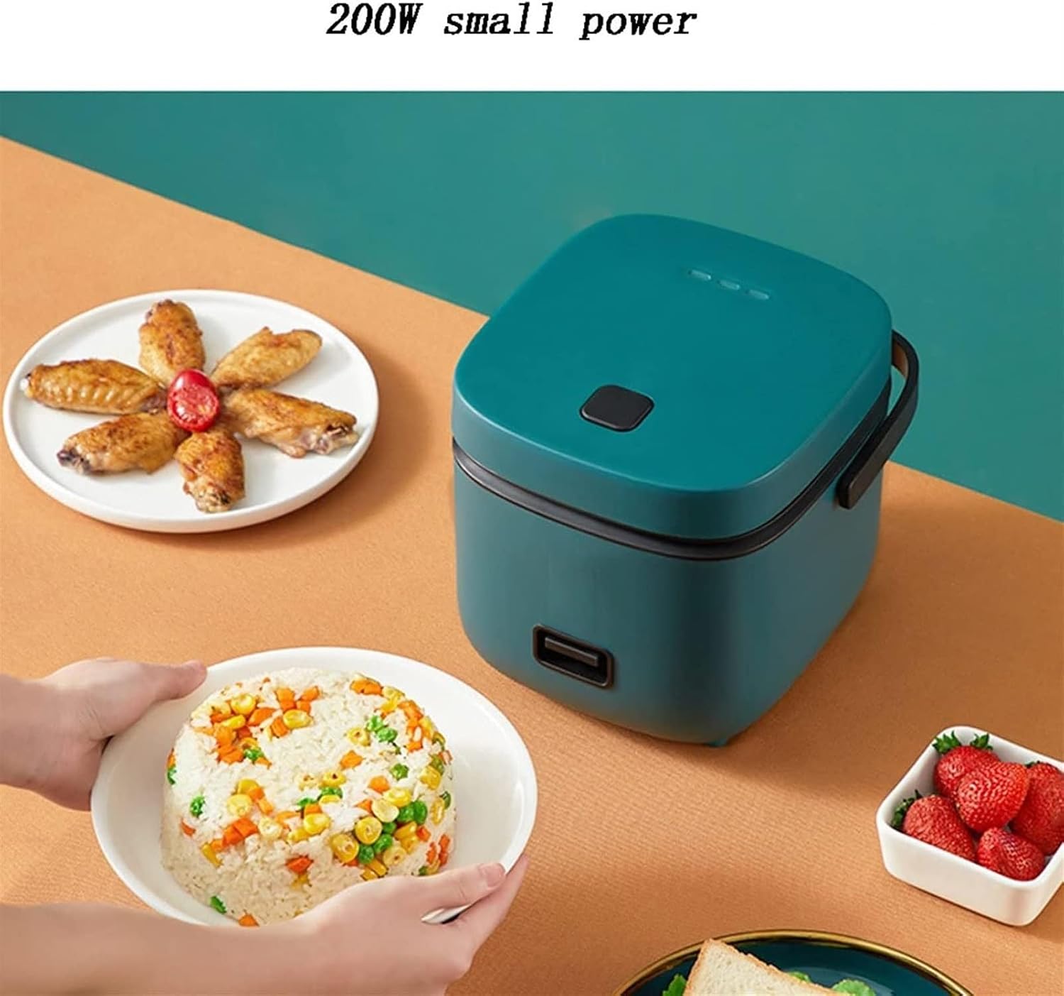 THEGA Rice Cooker - Mini Rice Cooker, Home Kitchen Appliances 2-Layer Heating Food Steamer, Multifunction Meal Cooking Pot, Cooking Pot with Non-Stick Coating, Kitchen Cookware Pot (Color : Green)