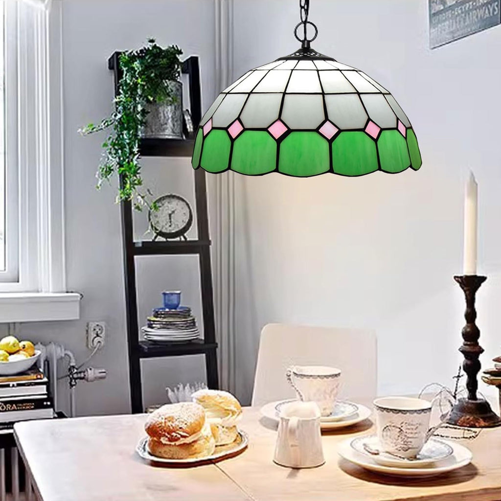 Tiffany Lamp Shade 12 Inch Wide Accessories Replacement Only Blue Green Yellow Stained Glass Lampshades Minimalistic Mediterranean Light Cover for Table Lamp Pendant Light Ceiling Fixture,Green
