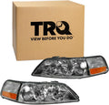 TRQ Driver and Passenger Side Headlight Assembly Set Compatible with 05-11 Lincoln Town Car Halogen Only