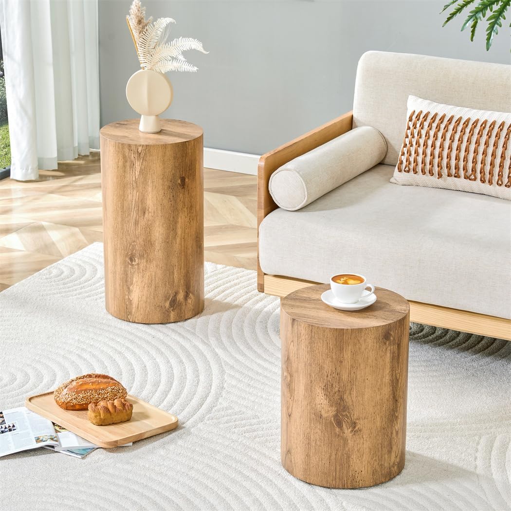 End Table Set of 2, Modern Round Side Table Sofa Couch Tables, Living Room Tables, Bedside Table Nightstand for Small Spaces, Bedroom