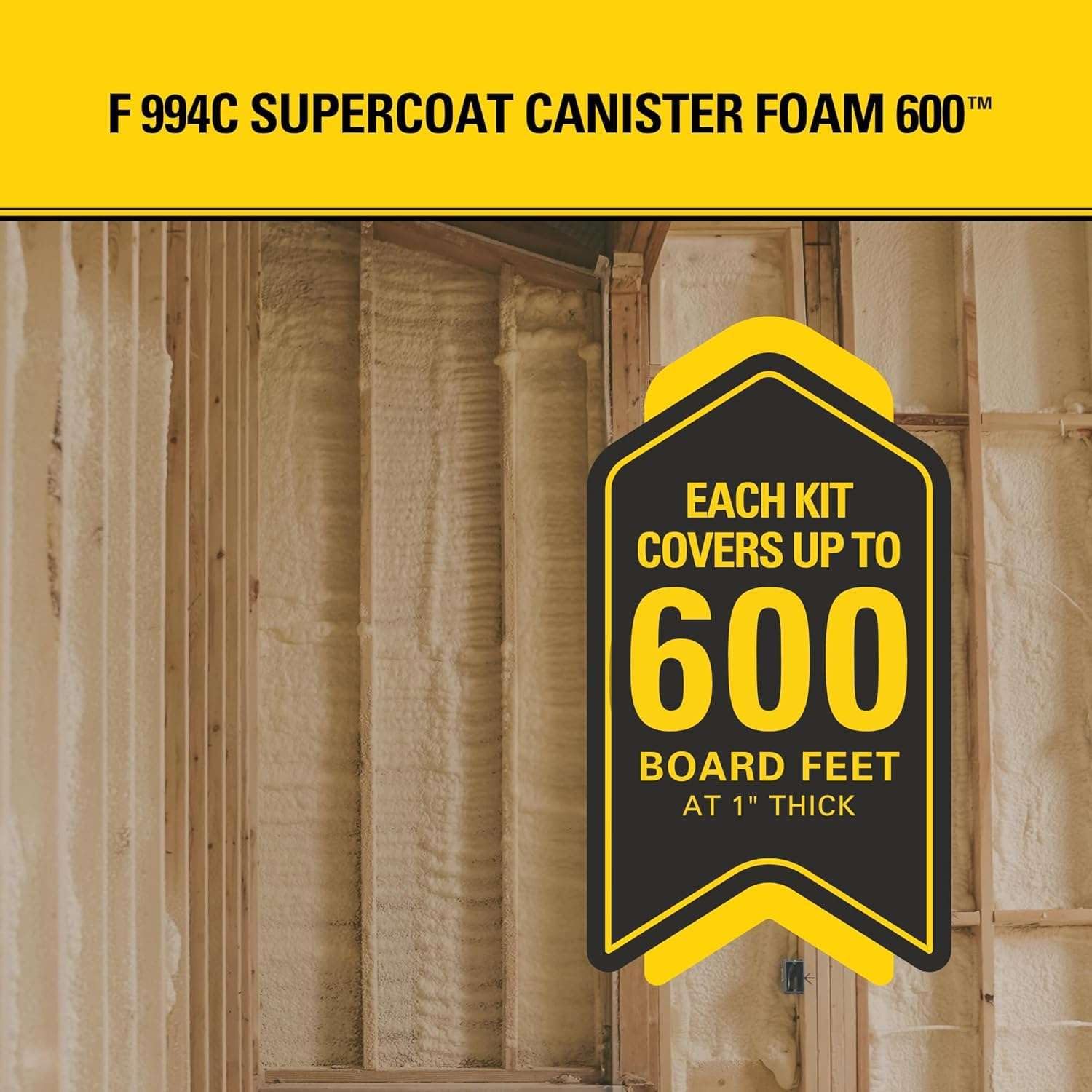 STANLEY F 994C Supercoat Canister Spray Foam Insulation Kit (600 Board Feet) - Class A Fire Rated Closed Cell Two Component Foam Sealant for Wall, Attic, Garage & Crawl Space | Includes Gun & Hose
