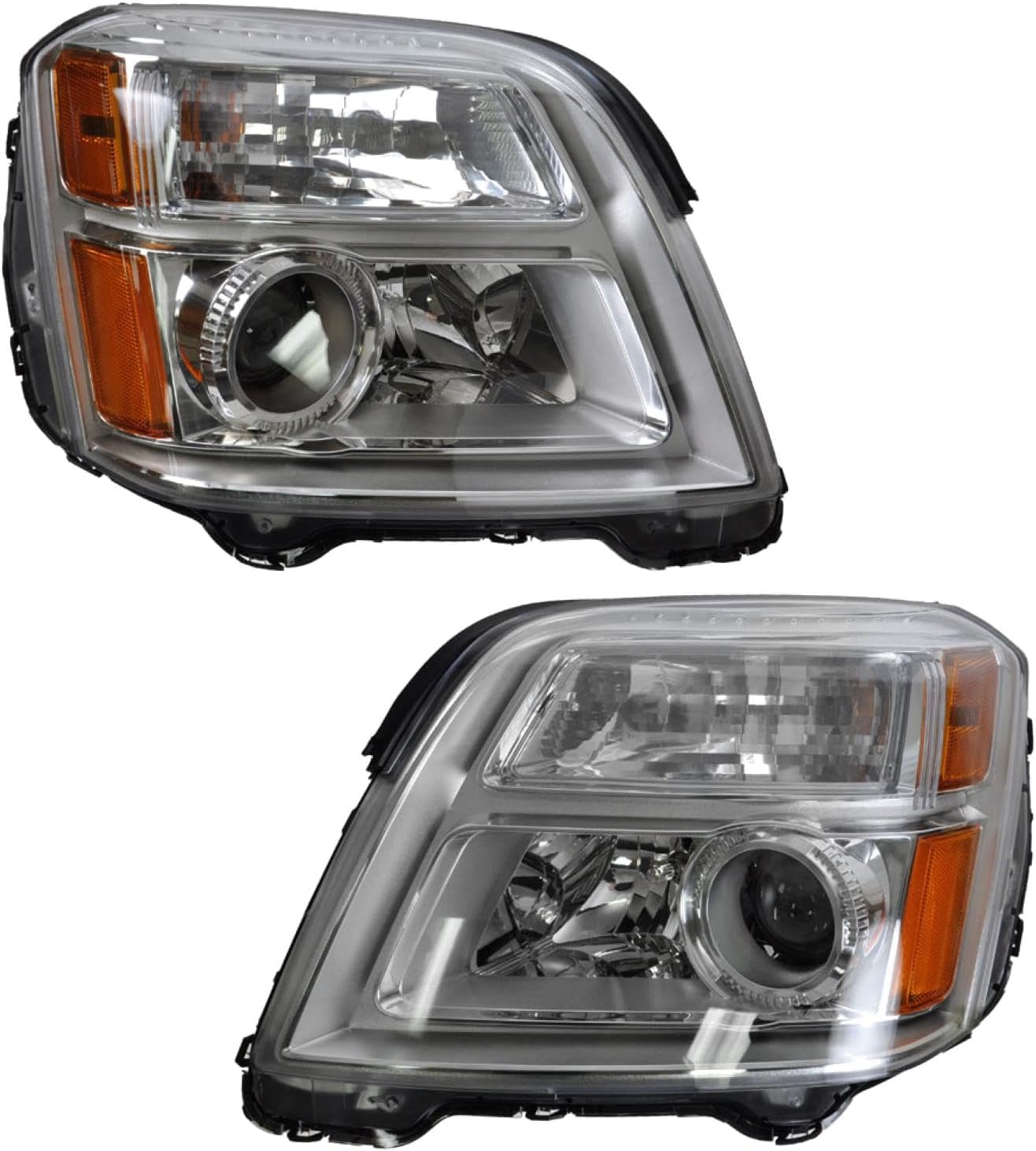 TRQ Driver and Passenger Side Headlight Assembly Set Compatible with 2010–2015 GMC Terrain