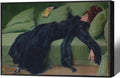Vintage Decadent Young Woman After The Dance Posters Preppy Style Victorian Canvas Wall Art Interesting Green Sofa Aesthetic Prints Painting For Home Bedroom Dorm Wall Decor 24X36in Black Frame