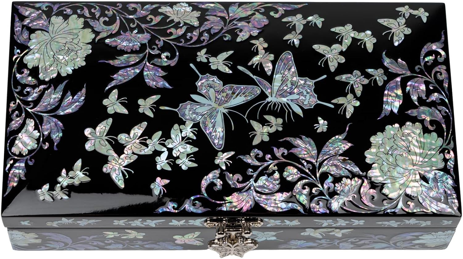 February Mountain Butterfly Pearl Jewelry Box with Removable ring tray - Ideal Gift for Her on Any Occasion