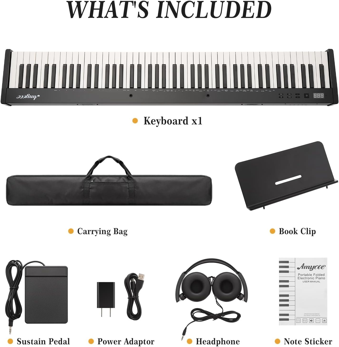 Garvee 88 Key Full-Size Semi-Weighted Electronic Keyboard Piano, Portable Design with Headphones, Sustain Pedal, Power Adapter & Travel Case - Perfect for Beginners and Adult Players