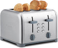 Kenmore Toaster 4 Slice - Extra Wide Slot Countertop Kitchen Appliance, Defrost Function, Grille-Pain, 9 Shade Settings, Compact Design, Easy Clean Crumb Tray, Bread Bagel, Stainless Steel