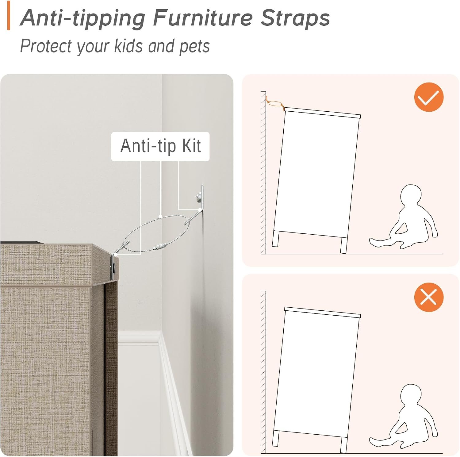 WAMPAT Set of 2 Nightstands with Charging Station&2 Drawers Storage, Modern End Tables Mid-Century Wood Bedside Tables with 2 AC Outlets & USB Ports for Living Room, Bedroom, Beige Faux Linen