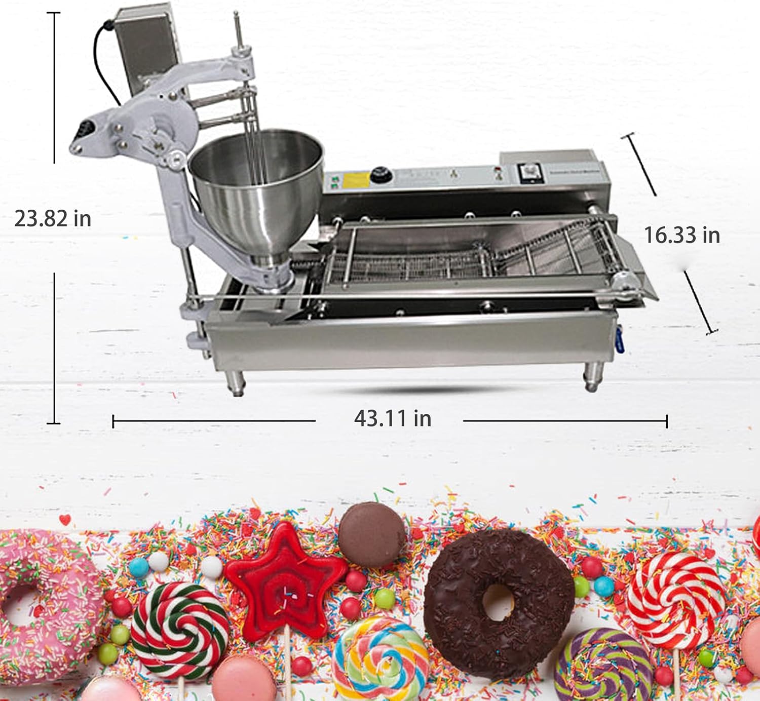Kolice Commercial Automatic Frying Donut Making Machine, Heavy Duty Doughnut Machine with 3 Different Molds to Make Ball/Flower/Ring Shaped Donuts, Dia: 1.18~4.72 inches
