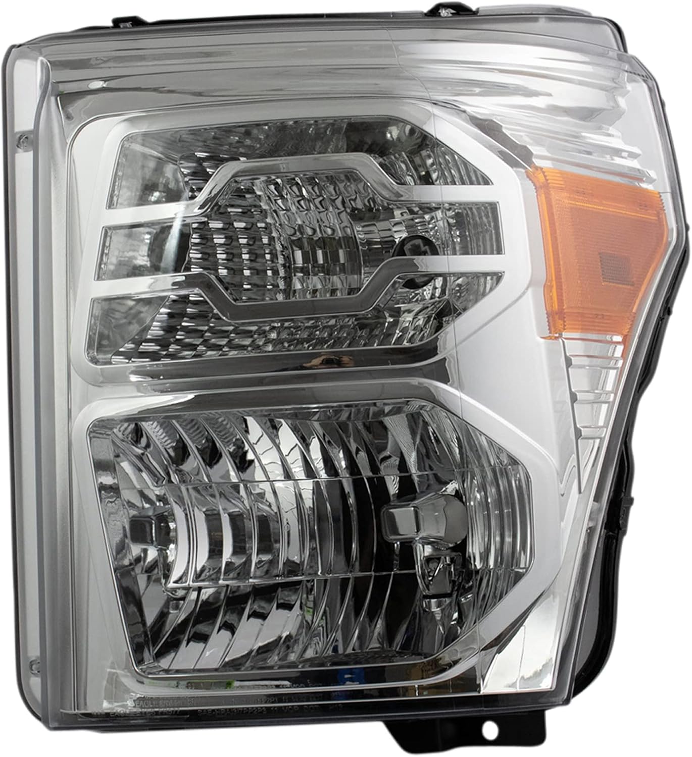TRQ 2 Piece Headlight Assembly Set Halogen Chrome Bezel Driver & Passenger Side Compatible with 2011-2016 Ford F-250 Super Duty F-350 Super Duty FO2502290 FO2503290