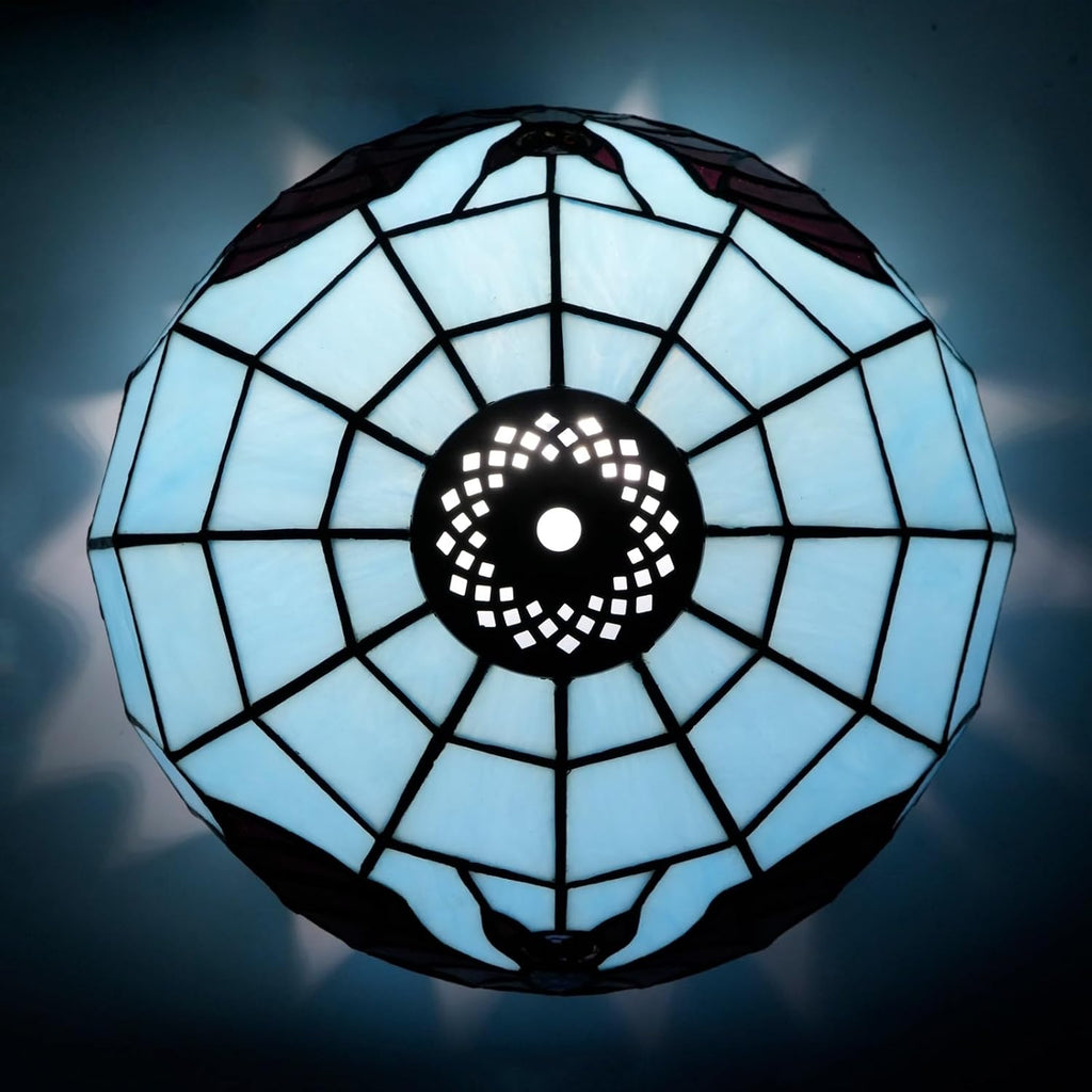 Tiffany Lamp Shade Replacement, 12 Inch Blue-backed Bat Stained Glass Vintage Handmade Cute Decor Ceiling Light Shade for Table Lamp Pendant Light