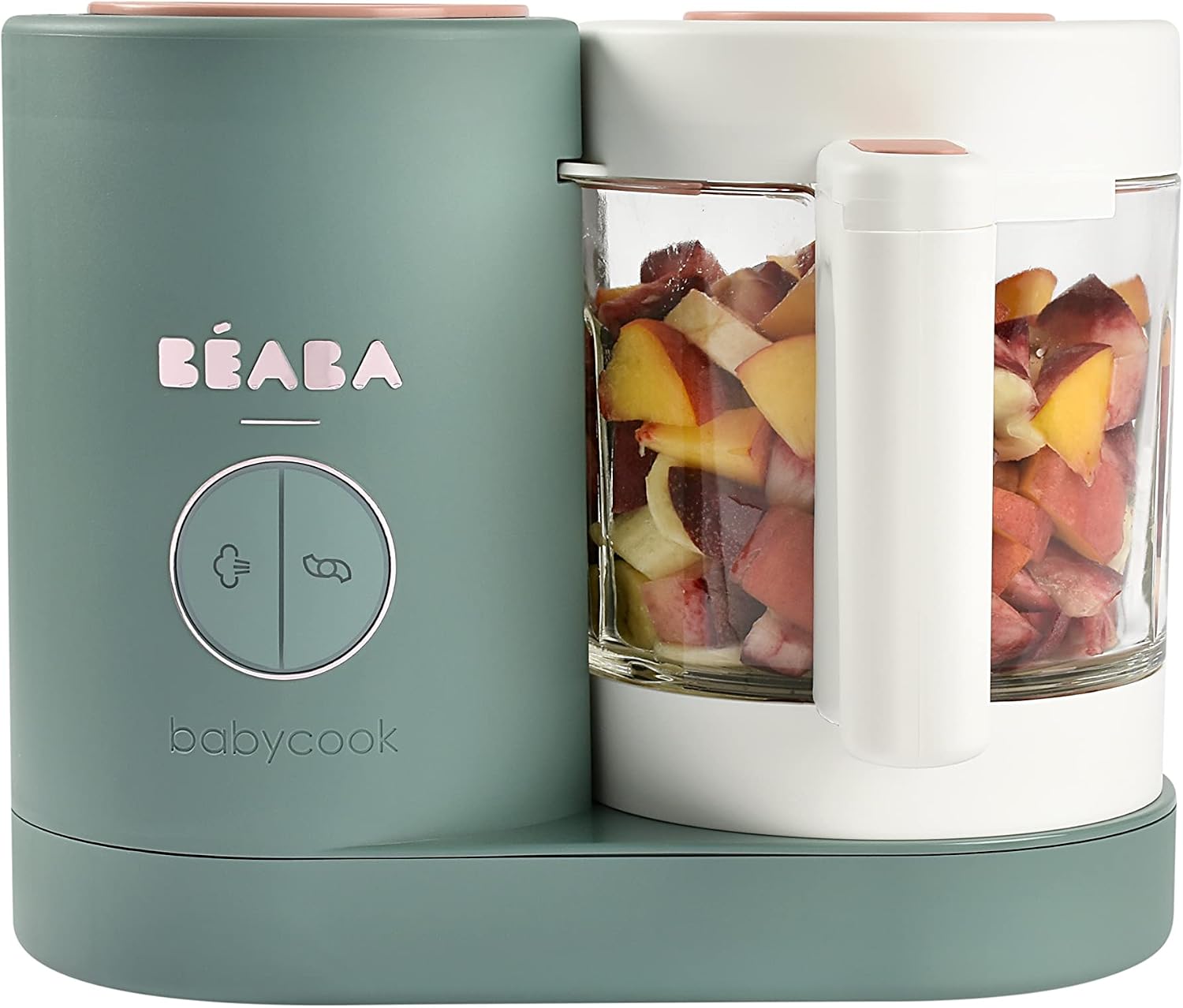 BEABA Babycook Neo, Baby Food Maker, Glass Bowl Baby Food Processor, 4 in 1 Steam Cook & Blender, Stainless Steel Steam Basket, Easy Clean Reservoir, 5.5 Cup Capacity, Eucalyptus