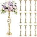 12 Pcs Tall Gold Vase Centerpieces for Table Wedding Vase - 22.8' Tall Quinceanera Centerpieces for Table- Gold Flower Centerpiece Stands- with Spiral Shape & 146g Weighted Base