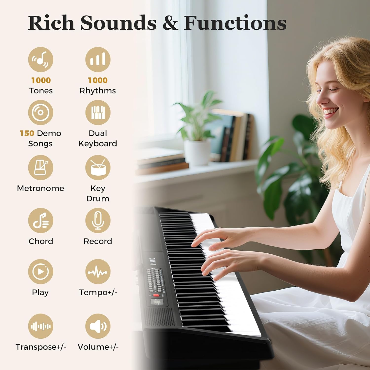 Costzon 88 Key Folding Piano Keyboard, Portable Full Size Semi-Weighted Electric Digital Piano with Lighted Keys, MIDI, Microphone, Music Stand, Sustain Pedal & Carrying Bag for Beginners Teens Adults