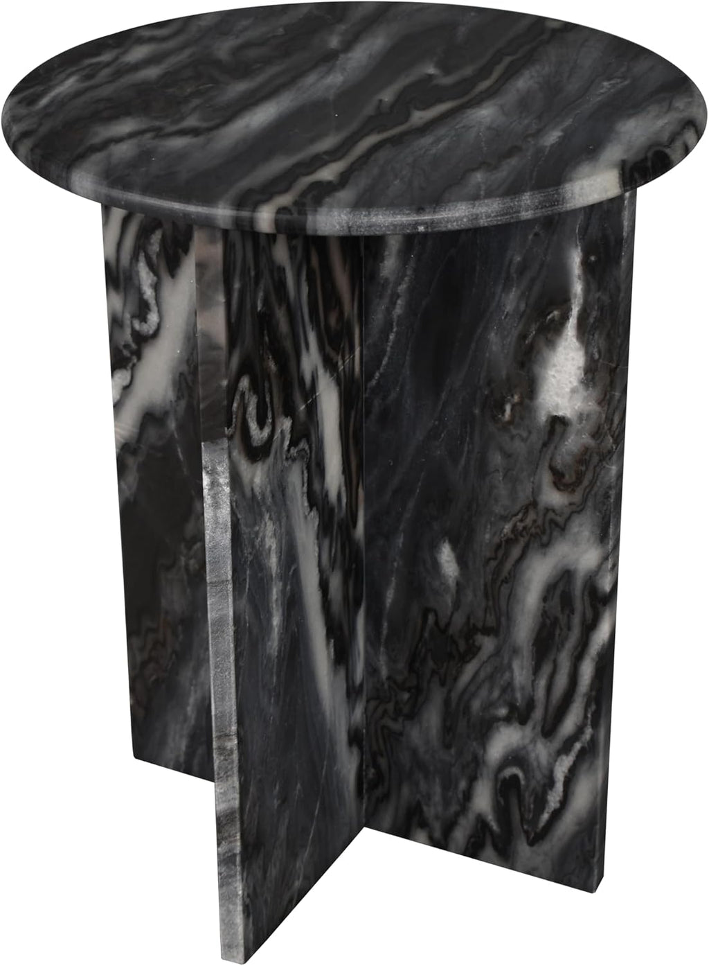 JONATHAN Y MTB1103B Javier 17.75' Contemporary Natural Marble Handmade X-Shaped End Table for Living Room, Bedroom, Bathroom, Black/Gray