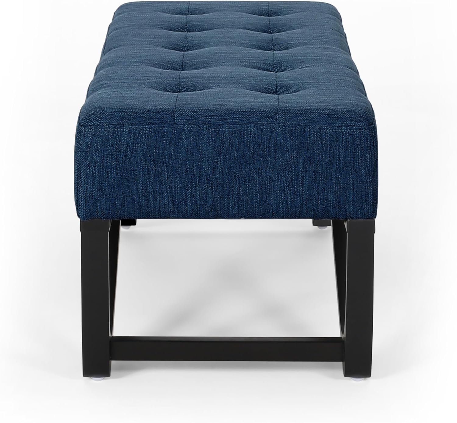 Christopher Knight Home Assis Upholstered Ottoman Bench, Tufted Top Upholstered Ottoman Foot Stool for Bedroom Home Office, Modern Coffee Table for Living Room, Navy Blue