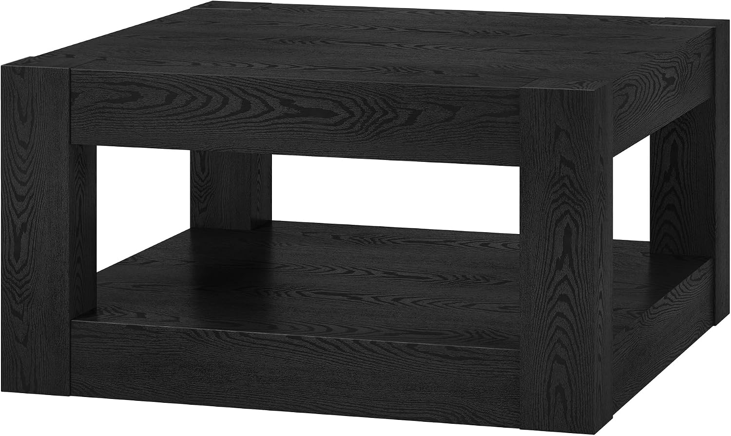 Henn&Hart 32' Wide Square Coffee Table in Natural Black, for Home, Living Room, Bedroom, Entertainment Room, Office