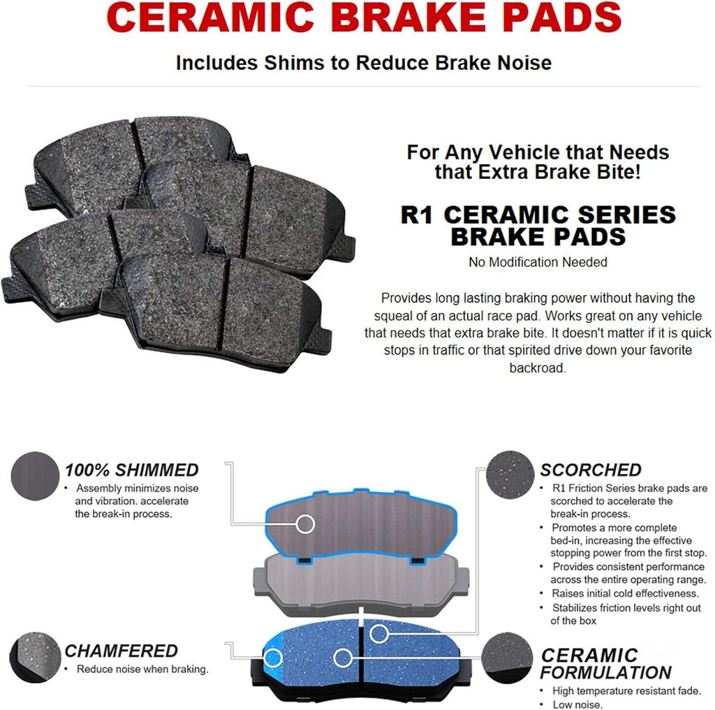 R1 Concepts Front and Rear Brake Kit For 2016-2019 Mazda 6| Drilled Slotted Brake Rotors| Ceramic Brake Pads and Rotors Kit