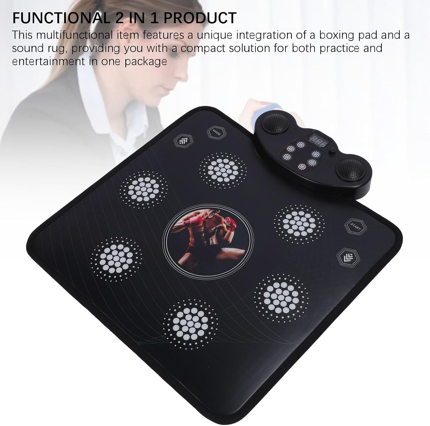 Music Boxing Machine and Dance Pad, 21.1 x 22.4in 2 in 1 Boxing Equipment Music Boxing Machine for Adults Kids, Music Punching Wall Mounted Boxing Punch Musical Boxing Machine